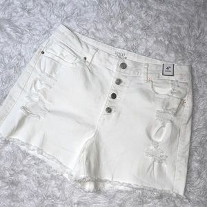 Women’s White Denim Jean Shorts 4” High Waisted